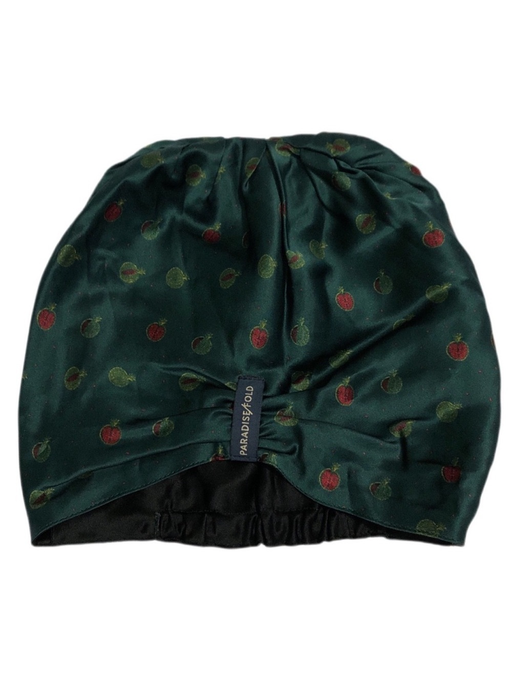 Paradise Fold Pom Pom Playful Pomegranate + Caviar Turban Hair Silk Sleep Bonnet